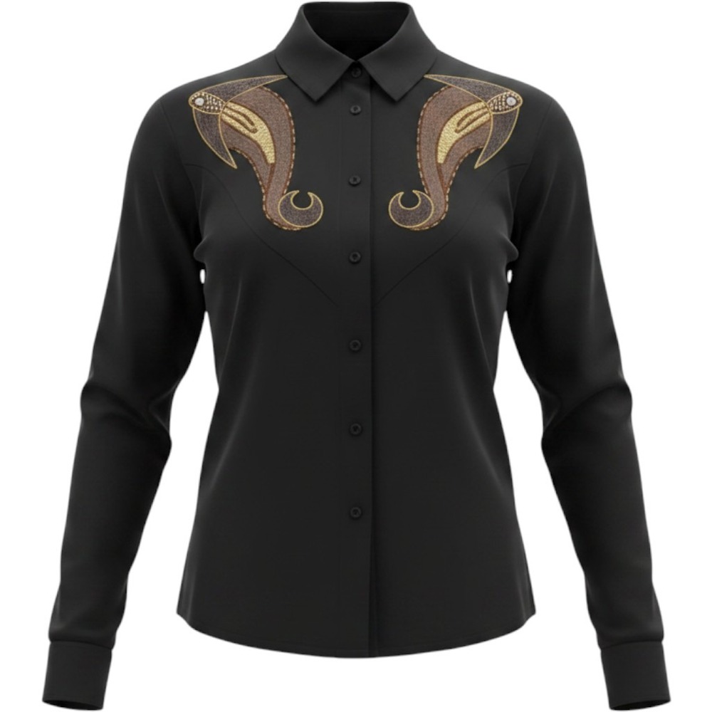 Vintage 90s Western Blouse Silk Sequin Beaded Embellished Shirt Small